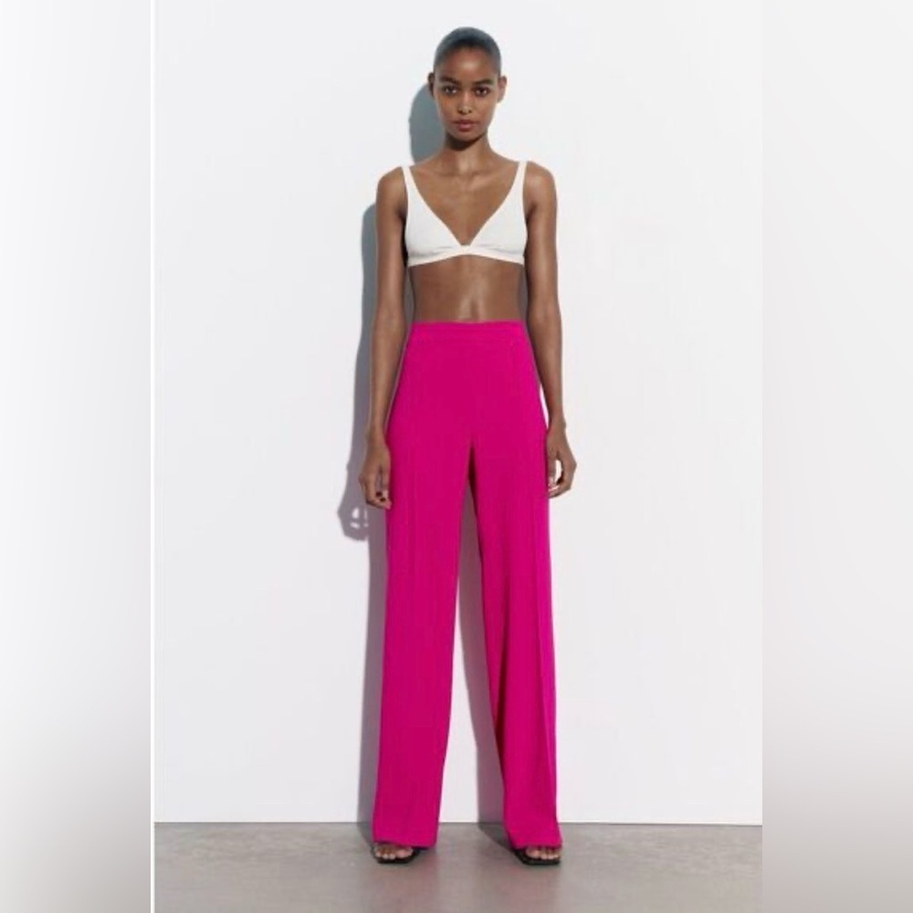 Zara Wide Leg Pants in Bright Pink